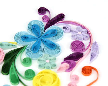 Quilled Floral Rainbow Heart Greeting Card