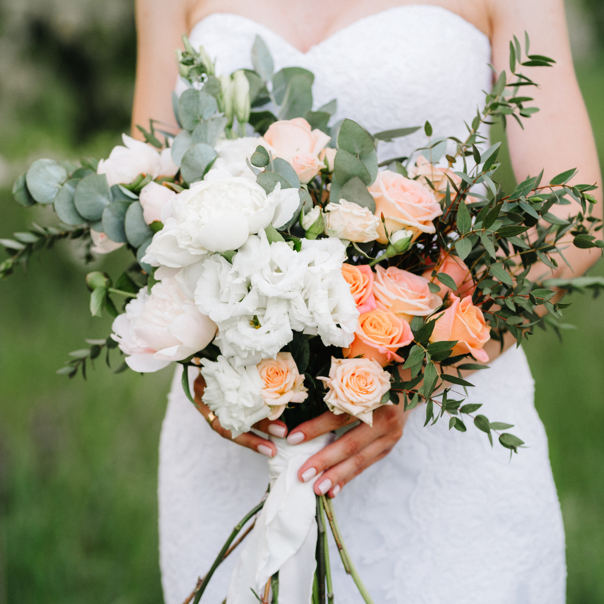 Peach & Ivory Garden Romance Bridal Bouquet